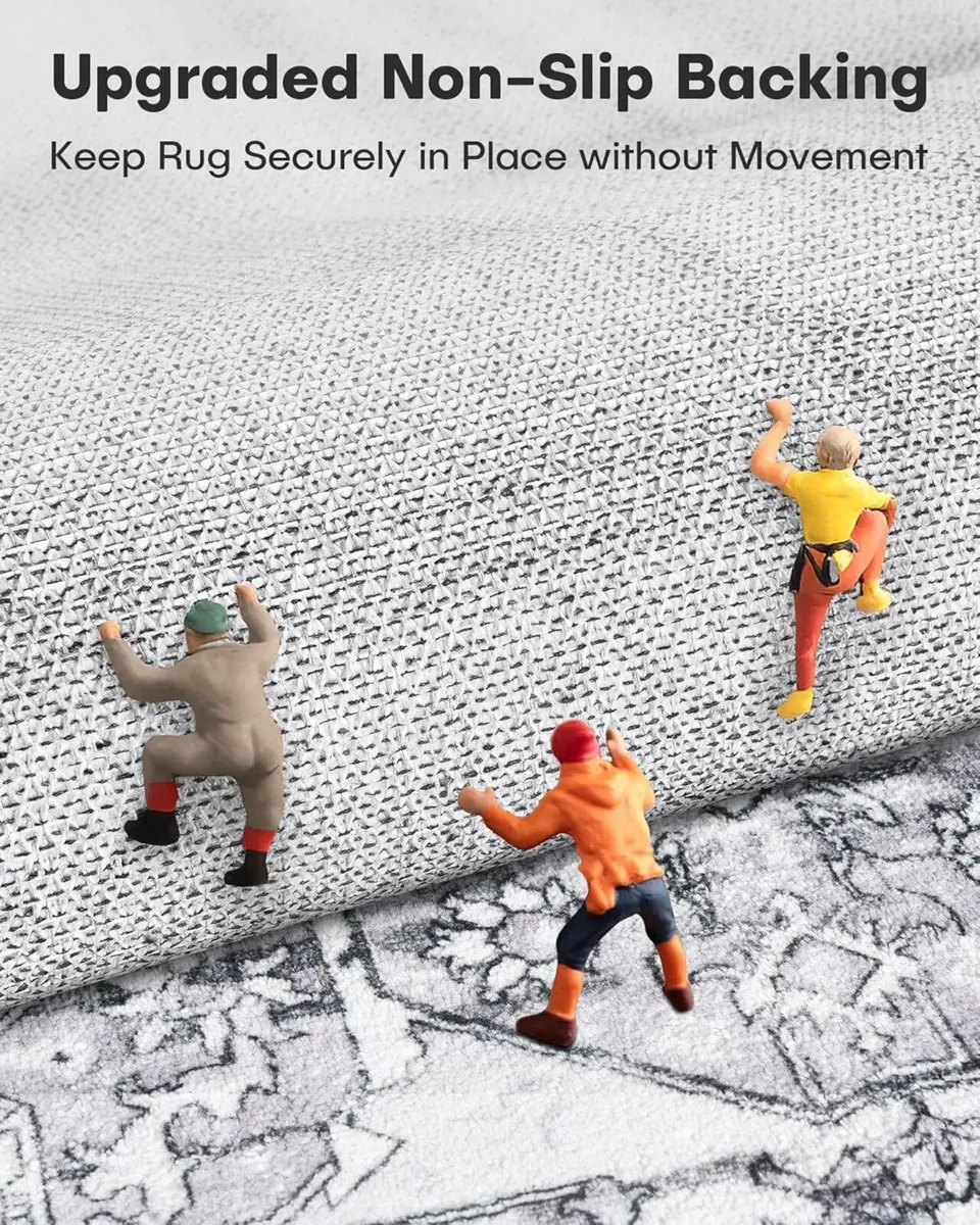 Grey Area Rugs for Living Room Washable Large - Image 2