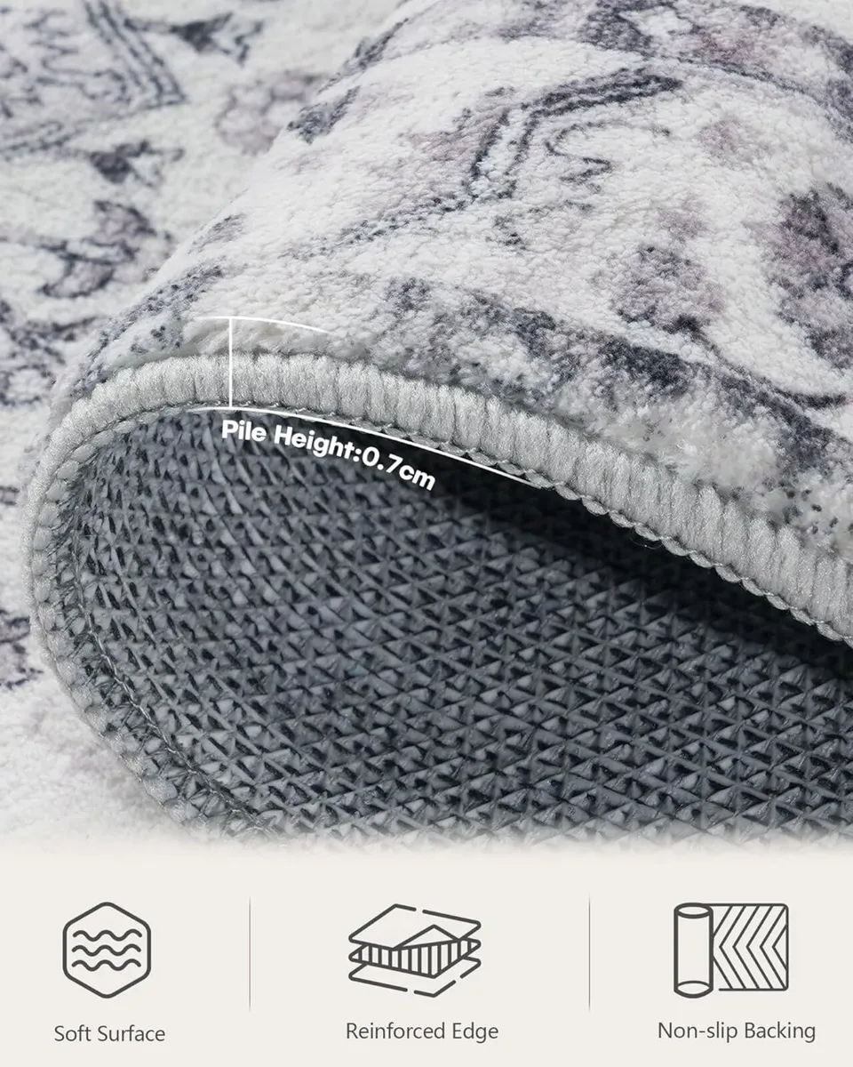 Grey Area Rugs for Living Room Washable Large - Image 3