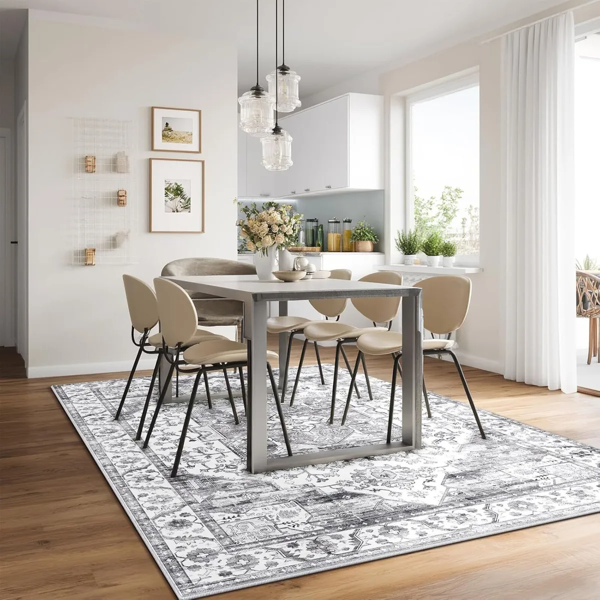 Grey Area Rugs for Living Room Washable Large - Image 4