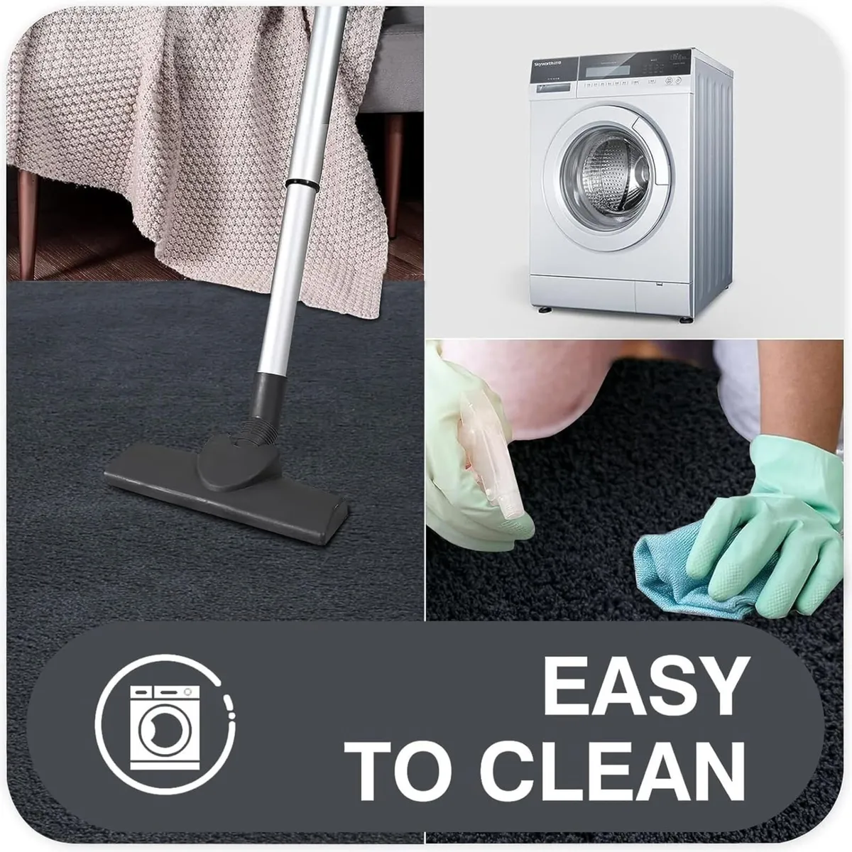 Large Area Rug 200x300 cm Grey Modern Fluffy High - Image 4