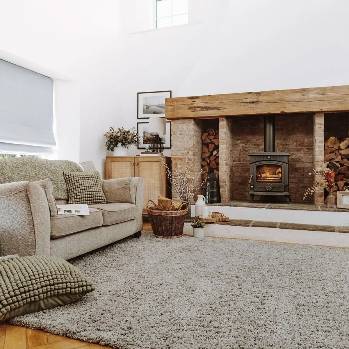 Silver Fluffy Pile Rug Thick Shaggy Warm Cosy - Image 1