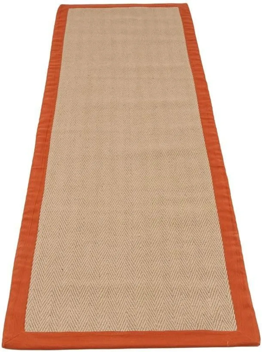 Natural Orange Cotton Border Herringbone Jute - Image 2
