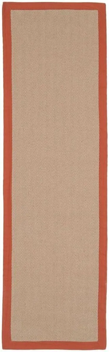 Natural Orange Cotton Border Herringbone Jute - Image 1
