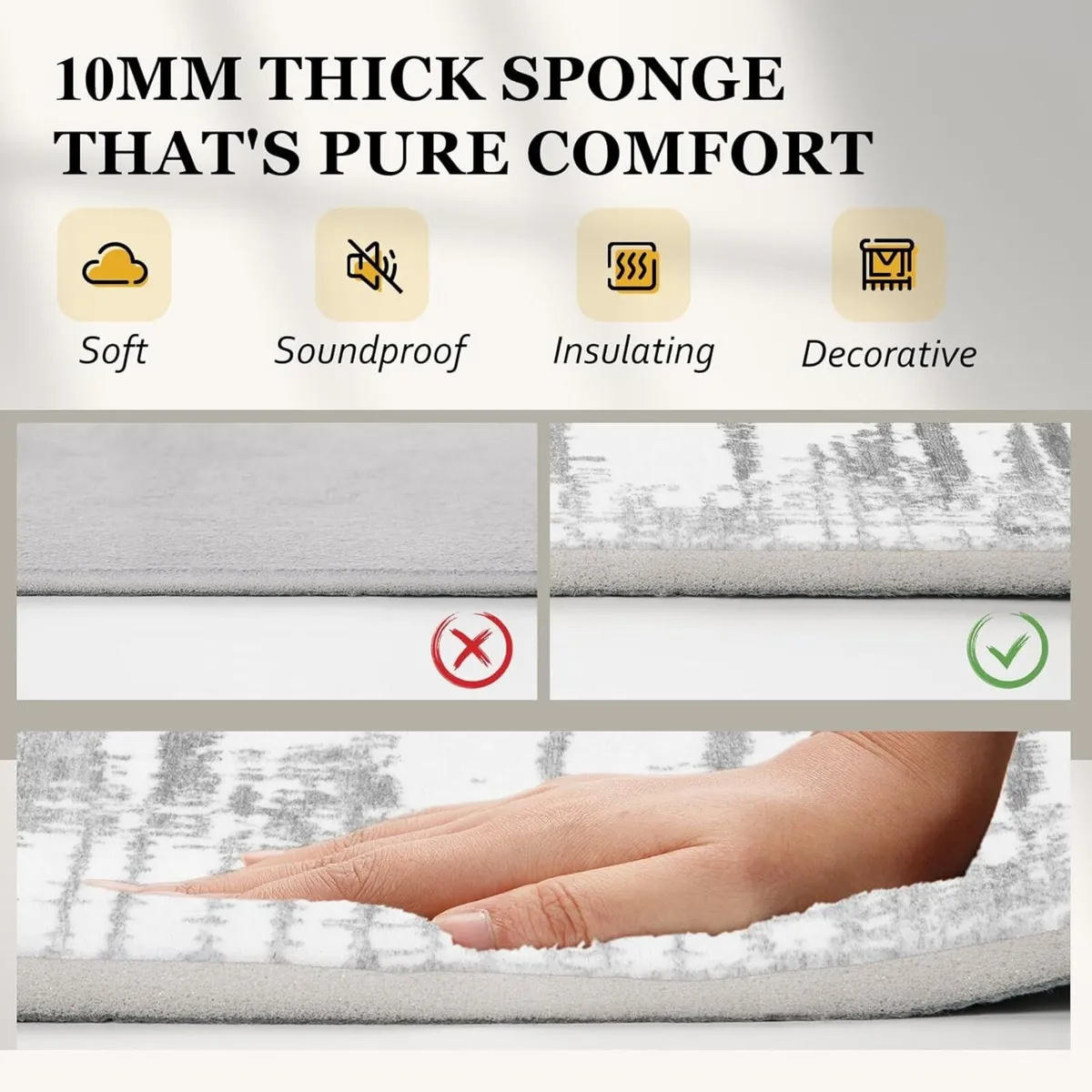 Modern Area Rug- Upgraded 10mm Thick Sponge for - Image 2