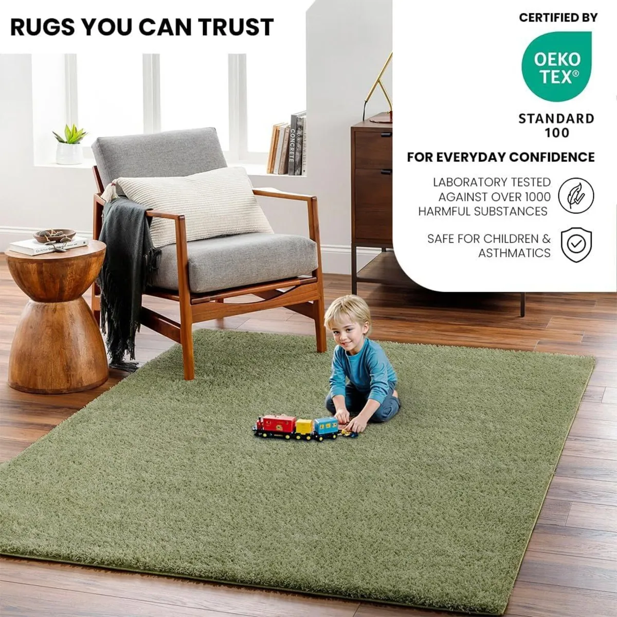 Shaggy Berber Rug for Living Room Bedroom 160x213 - Image 3