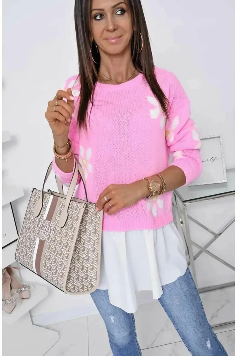 Women's pink floral sweater size uni - Image 3