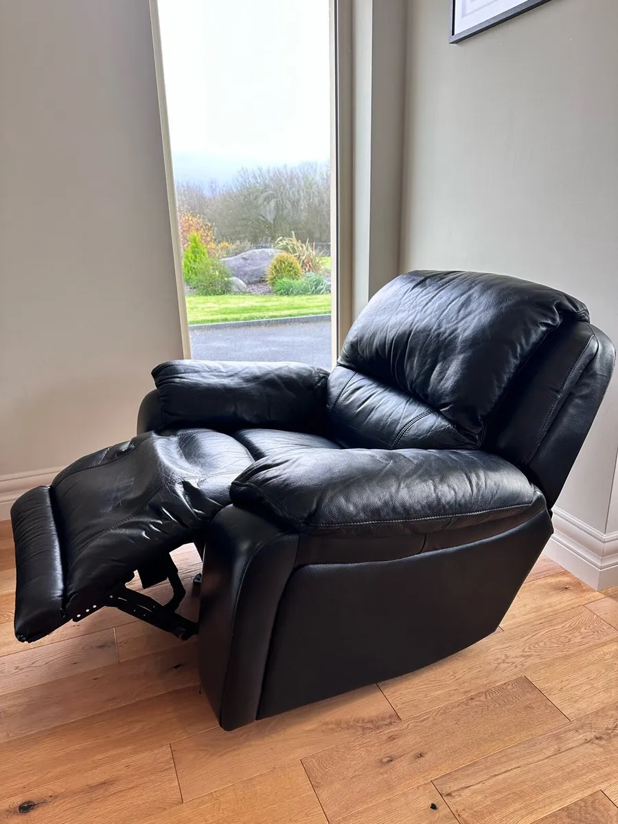 Black Real Leather Recliner - also a rocking chair - Image 1