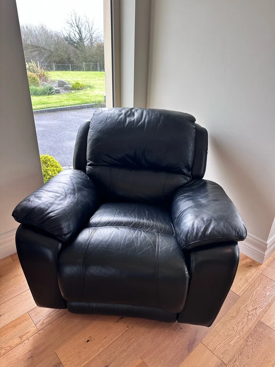 Black Real Leather Recliner - also a rocking chair - Image 2