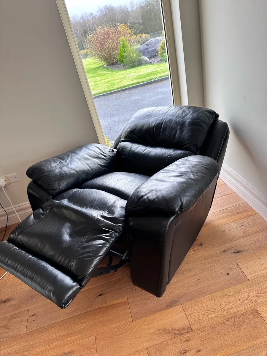 Black Real Leather Recliner - also a rocking chair - Image 4