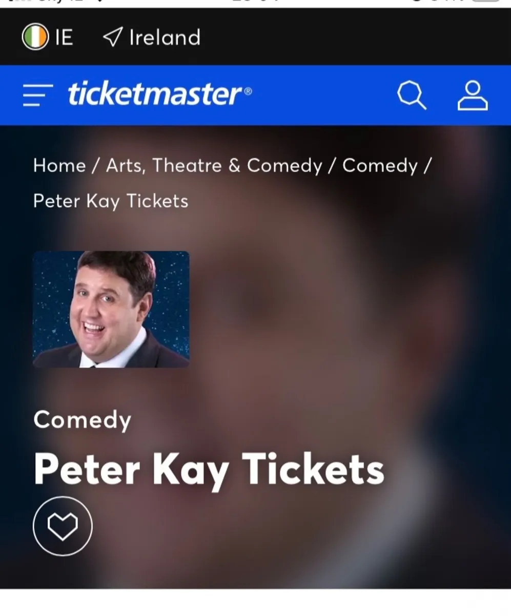 Peter Kay 2 tickets April 16th Dublin