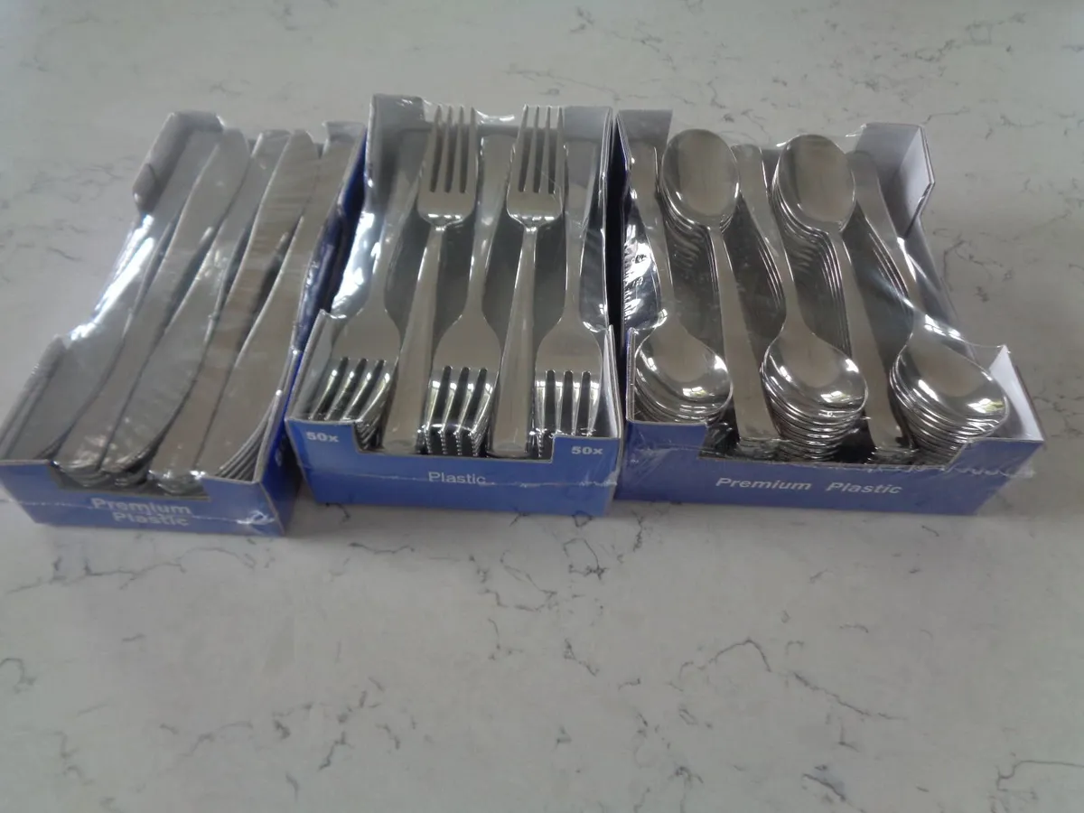 Metalised Plastic Cutlery For Sale - Image 1