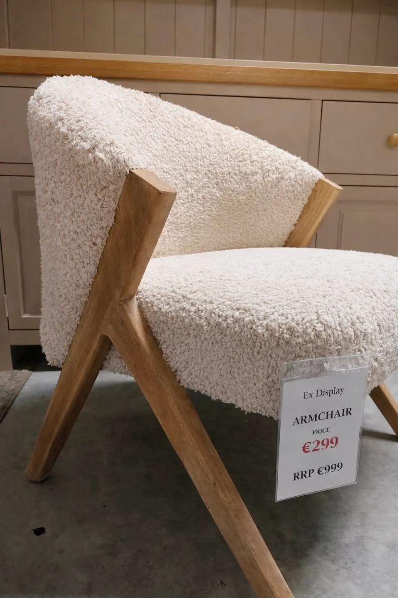 Ex Display Cream Fabric Armchair, Excellent - Image 1