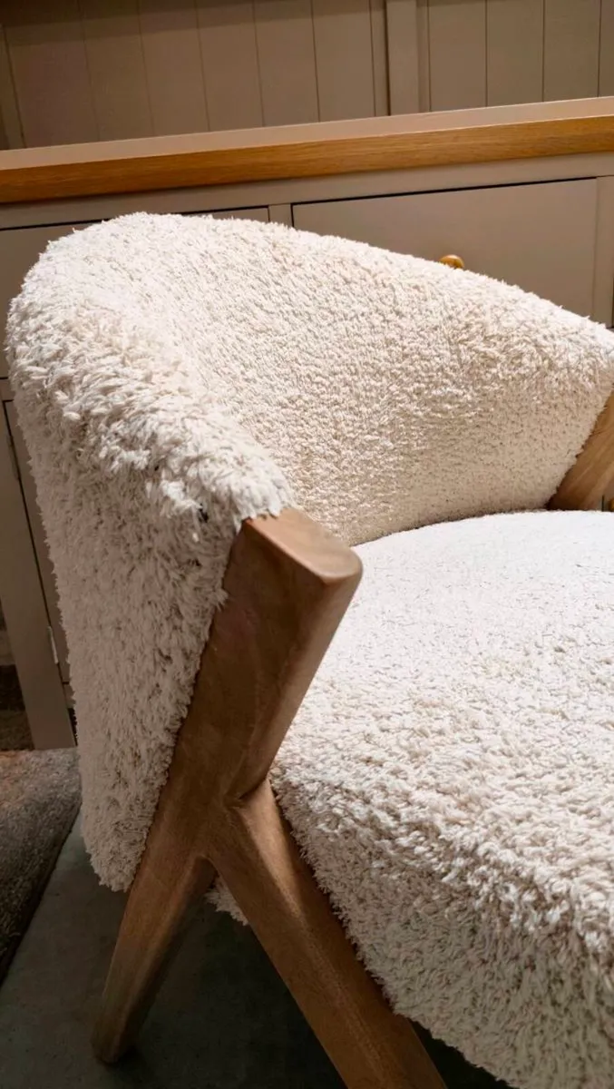 Ex Display Cream Fabric Armchair, Excellent - Image 2