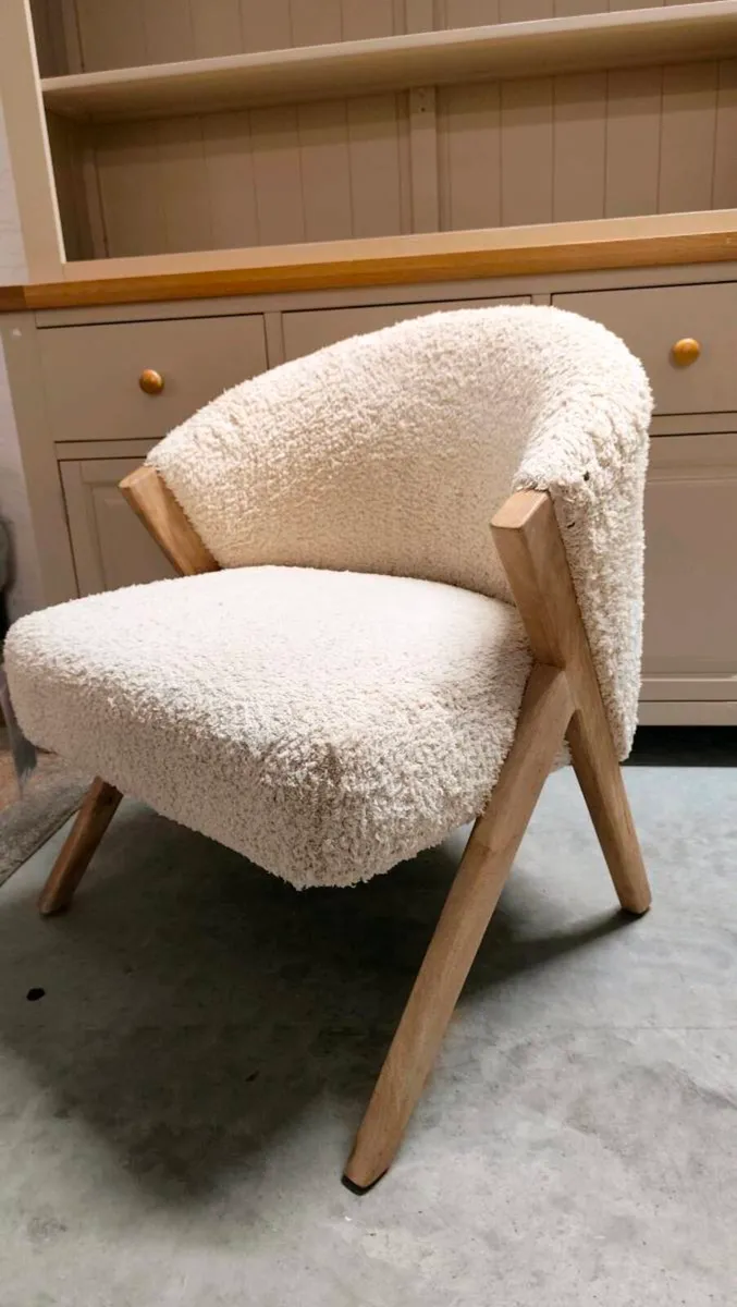 Ex Display Cream Fabric Armchair, Excellent - Image 3