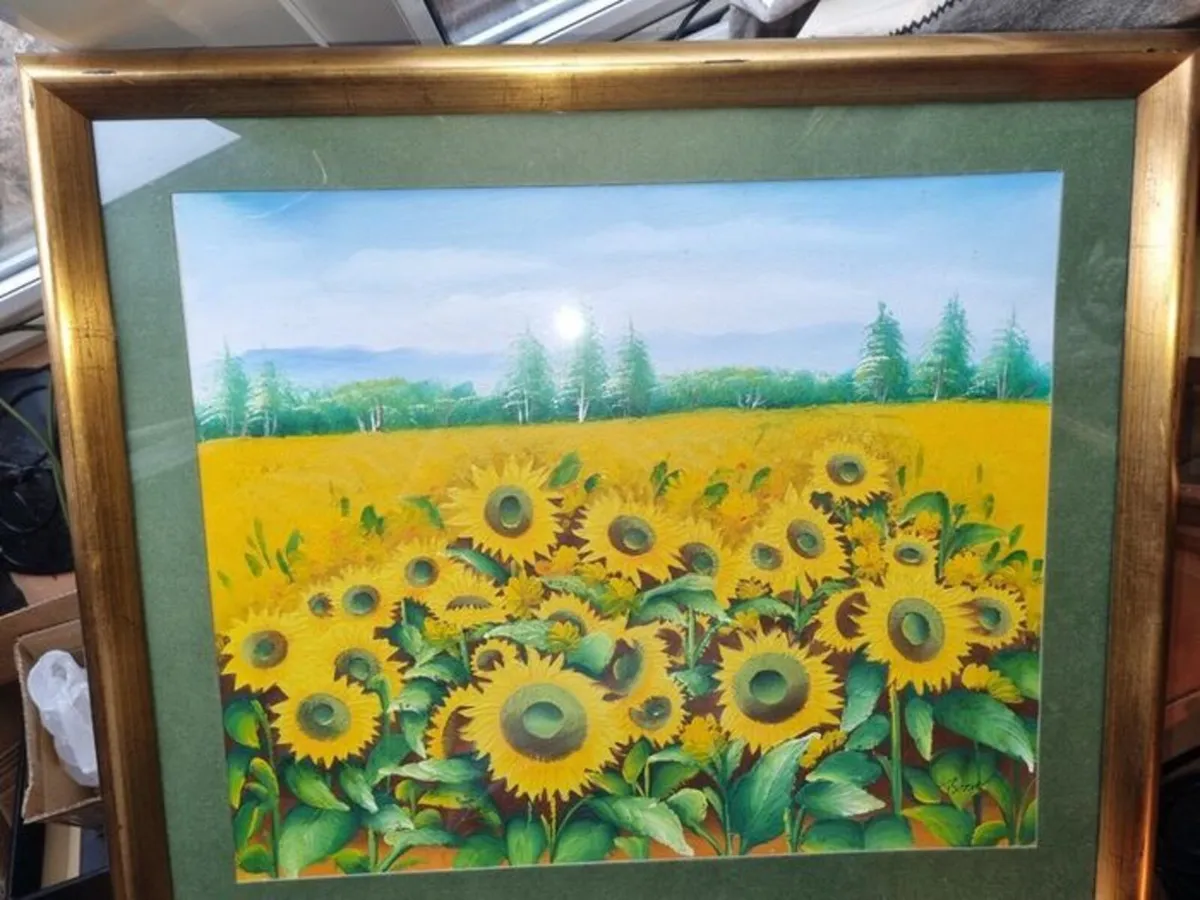 Large and Sunflower Oil Painting by C. R. Benoit - Image 1