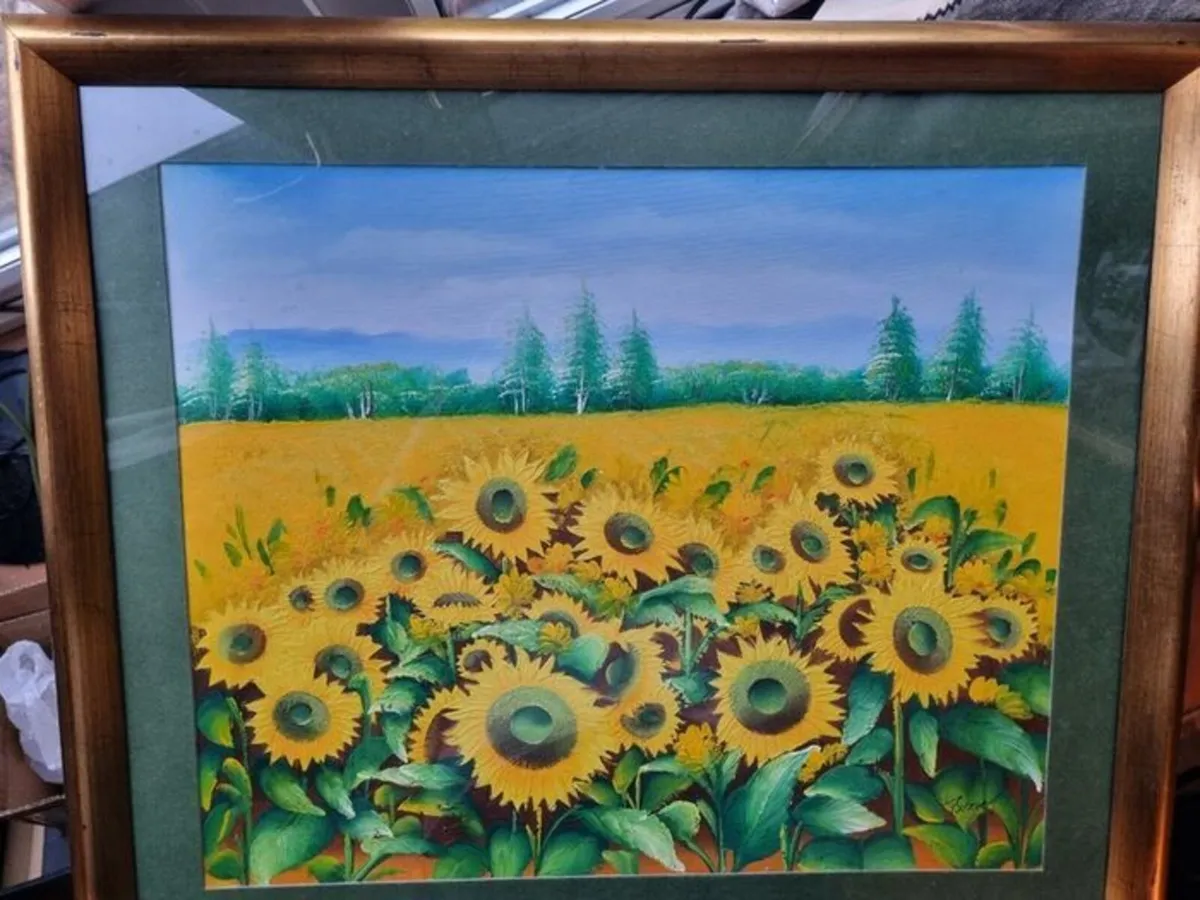 Large and Sunflower Oil Painting by C. R. Benoit - Image 2