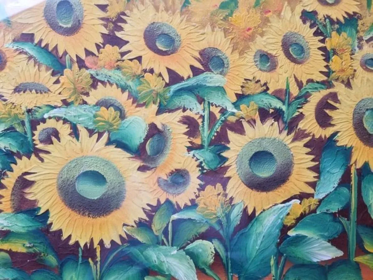 Large and Sunflower Oil Painting by C. R. Benoit - Image 3