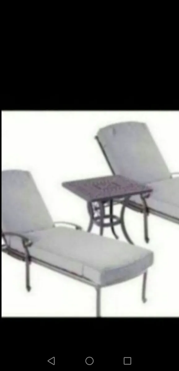 Brand New Pair Antique Grey Cast Alum Loungers - Image 1