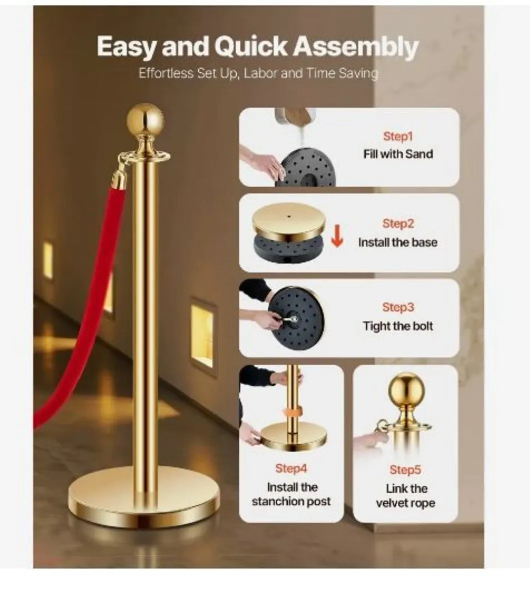 Stanchion Post, 8 Pcs Crowd Control Barrier Set - Image 4