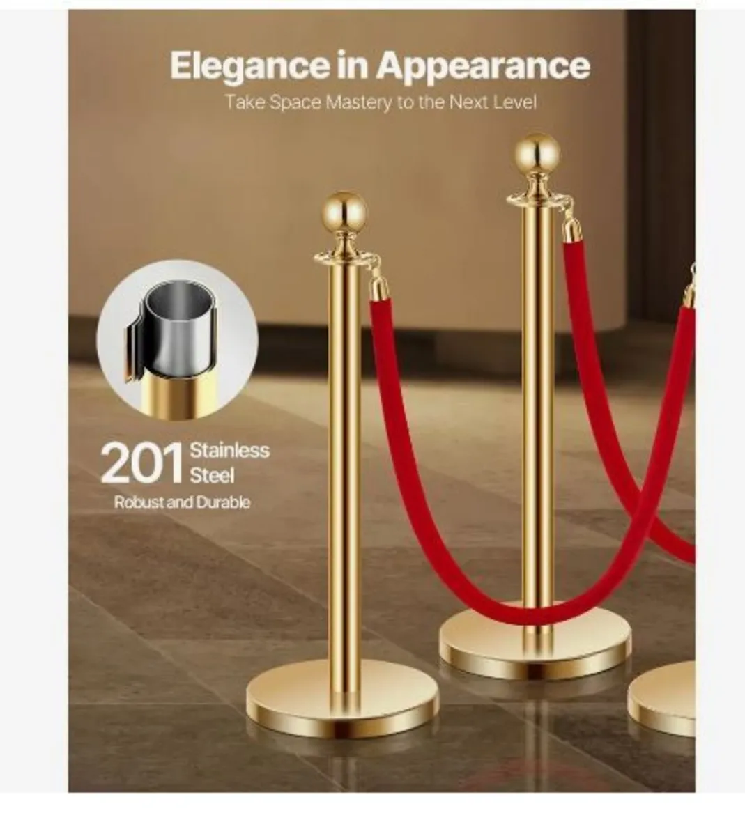 Stanchion Post, 8 Pcs Crowd Control Barrier Set - Image 1