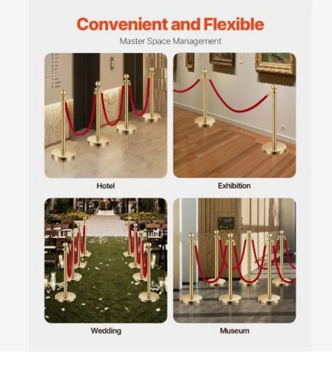 Stanchion Post, 8 Pcs Crowd Control Barrier Set - Image 2