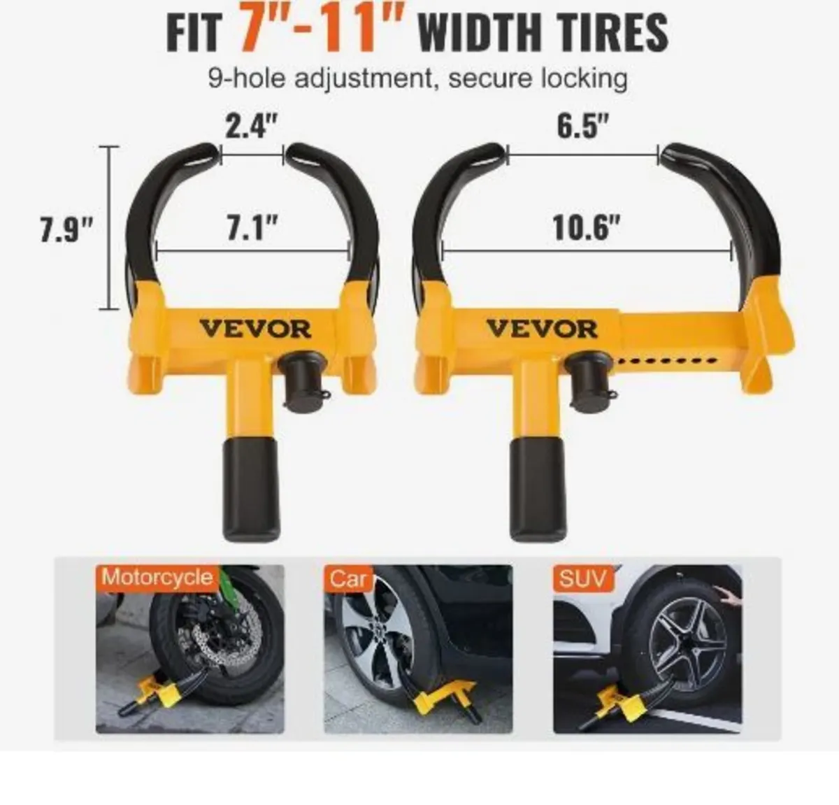 Wheel Lock, 2 Packs Universal Wheel Clamp - Image 3