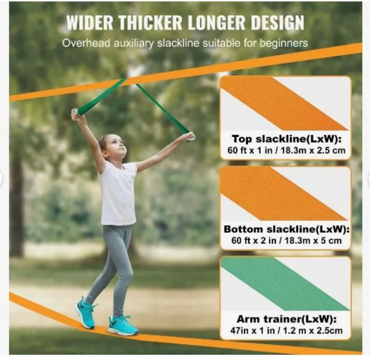 Slackline Kit with Training Line, 18.29 m - Image 3