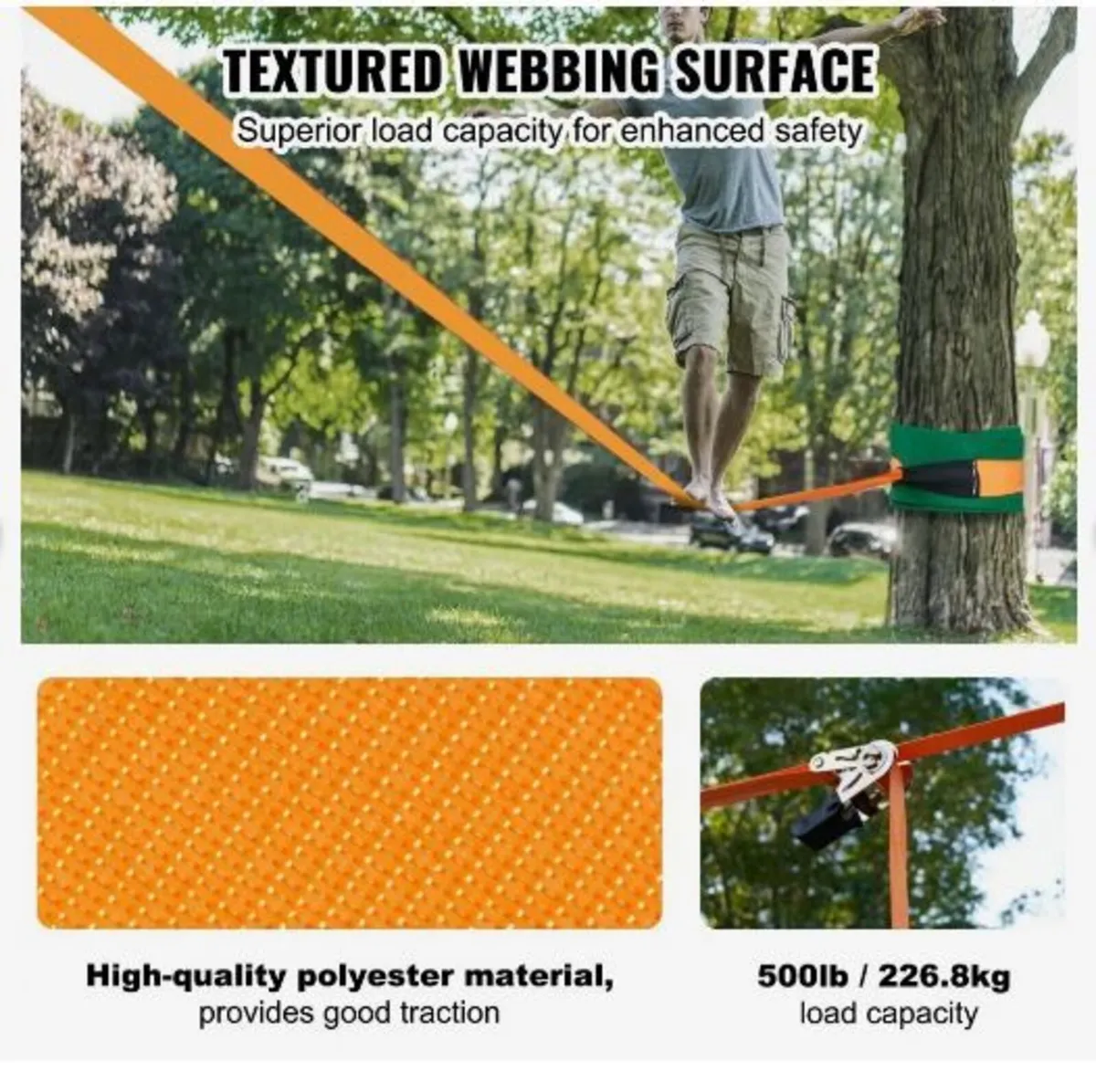 Slackline Kit with Training Line, 18.29 m - Image 2