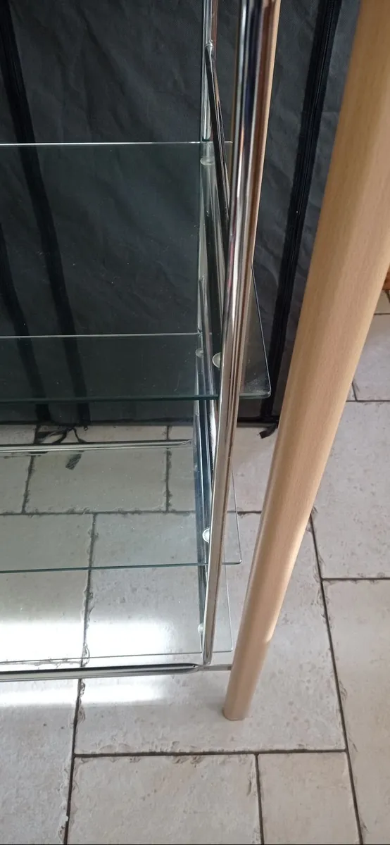 Glass Pine and Chrome Shelf 1450 x 680 x 530mm - Image 3