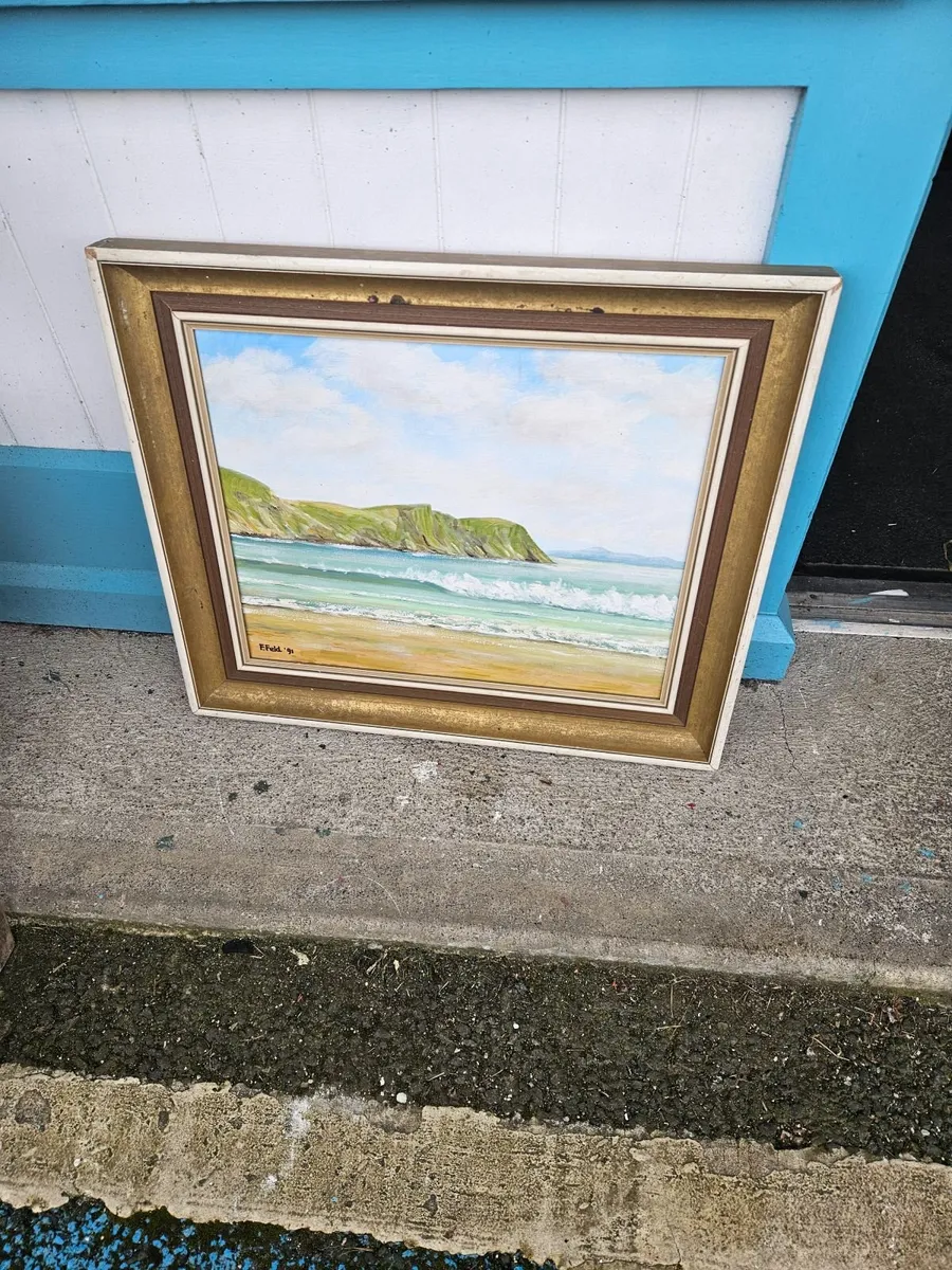 Vintage Picture Oil on Canvas - Image 1