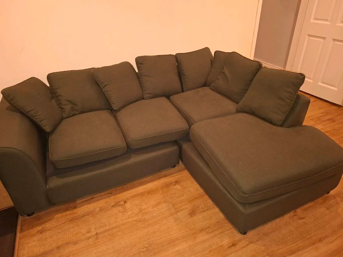 Forest Green L-Shaped couch - Image 2