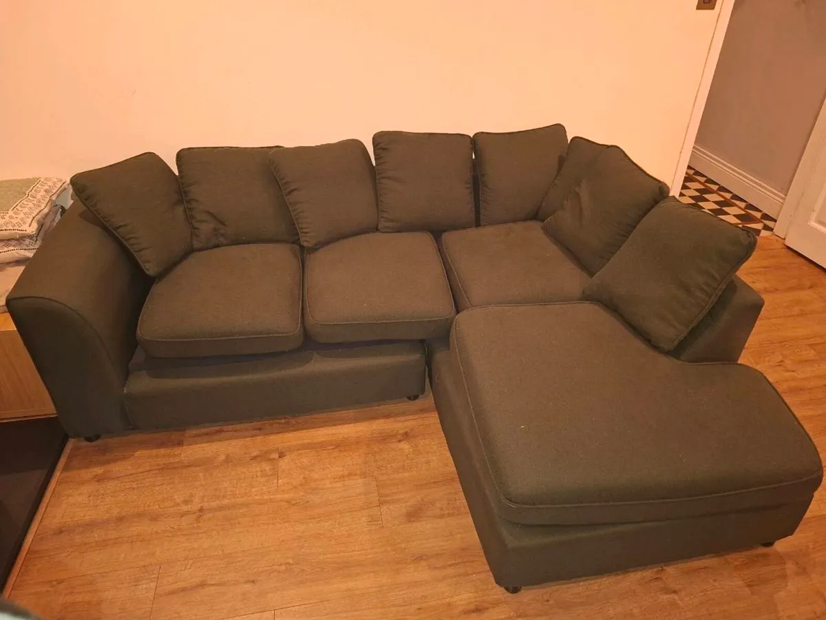 Forest Green L-Shaped couch - Image 1
