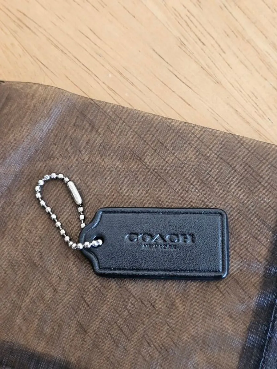 Coach Small Black/Brown Leather Bag Tag / / NEW - Image 1