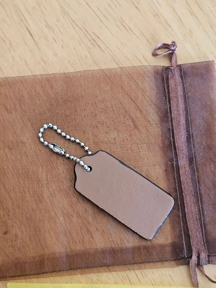 Coach Small Black/Brown Leather Bag Tag / / NEW - Image 2