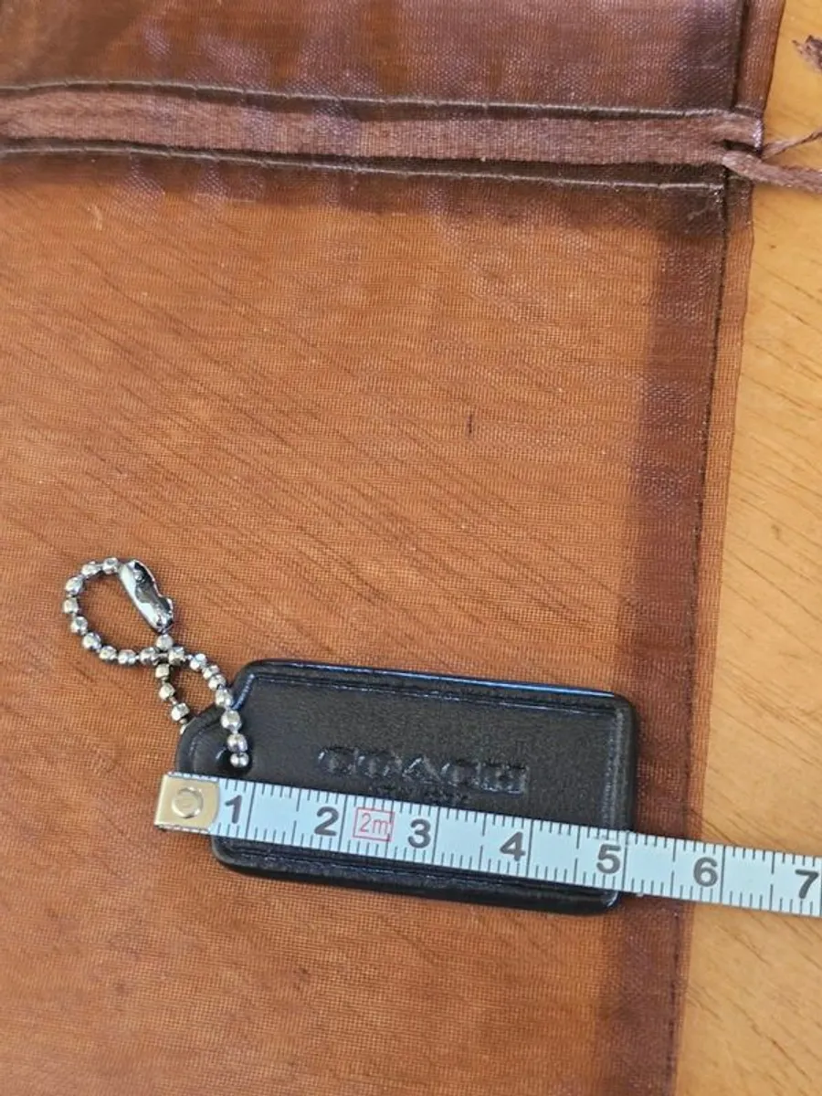 Coach Small Black/Brown Leather Bag Tag / / NEW - Image 3