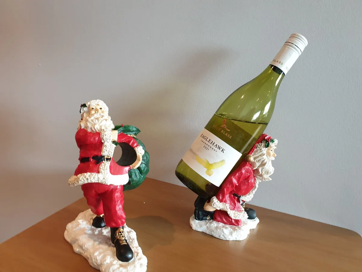Two santa bottle holders - Image 1