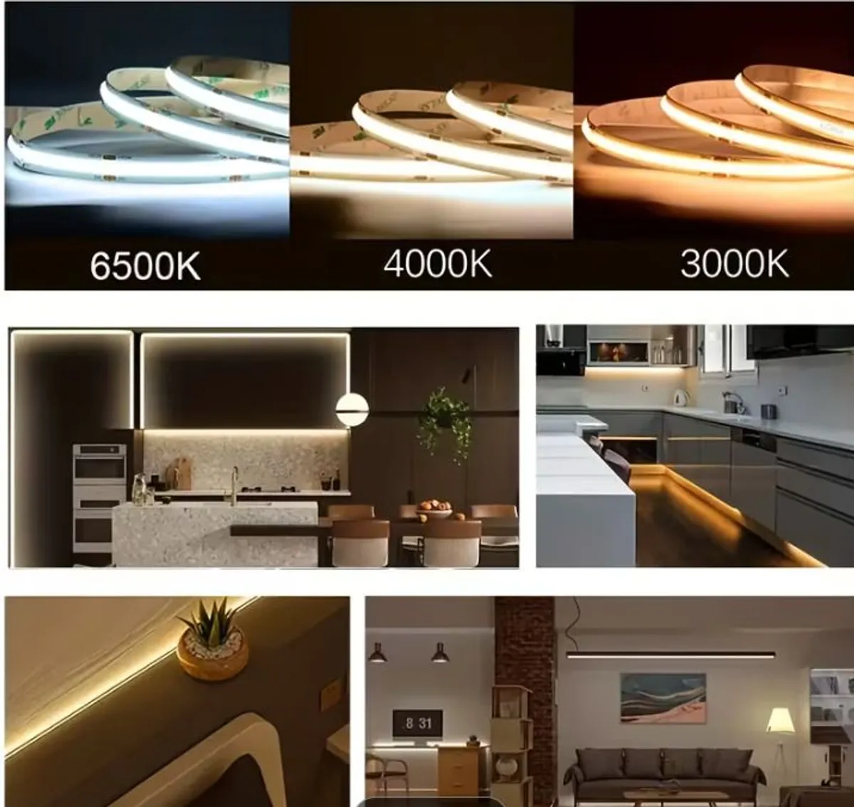 COB LED strip light, 320 LEDs per meter, high brightness, DC 5V USB interface, pushable switch - Image 3