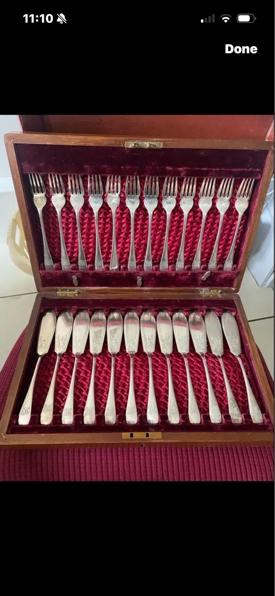 Antique 24 Piece Boxed Fish Set - Image 1