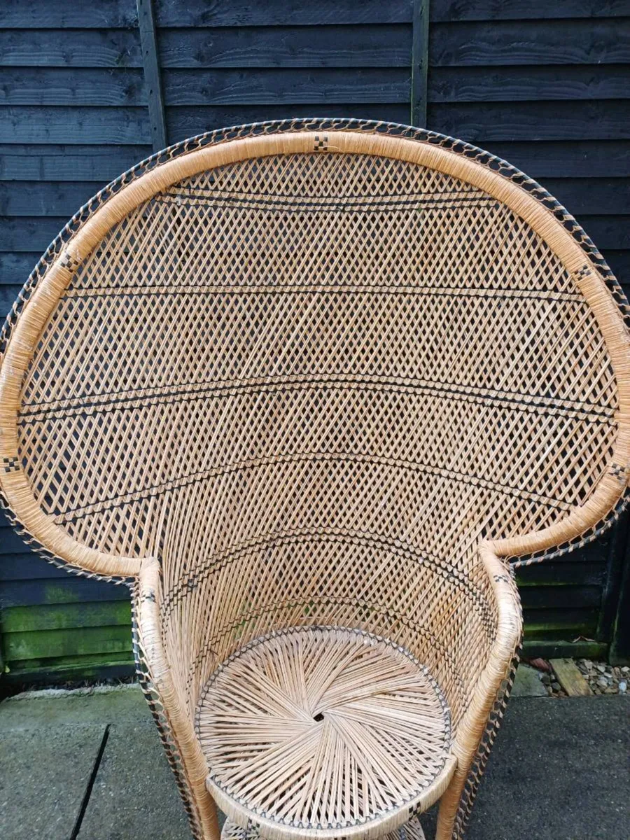 Collection 1970s Peacock Throne Wicker Chairs - Image 4