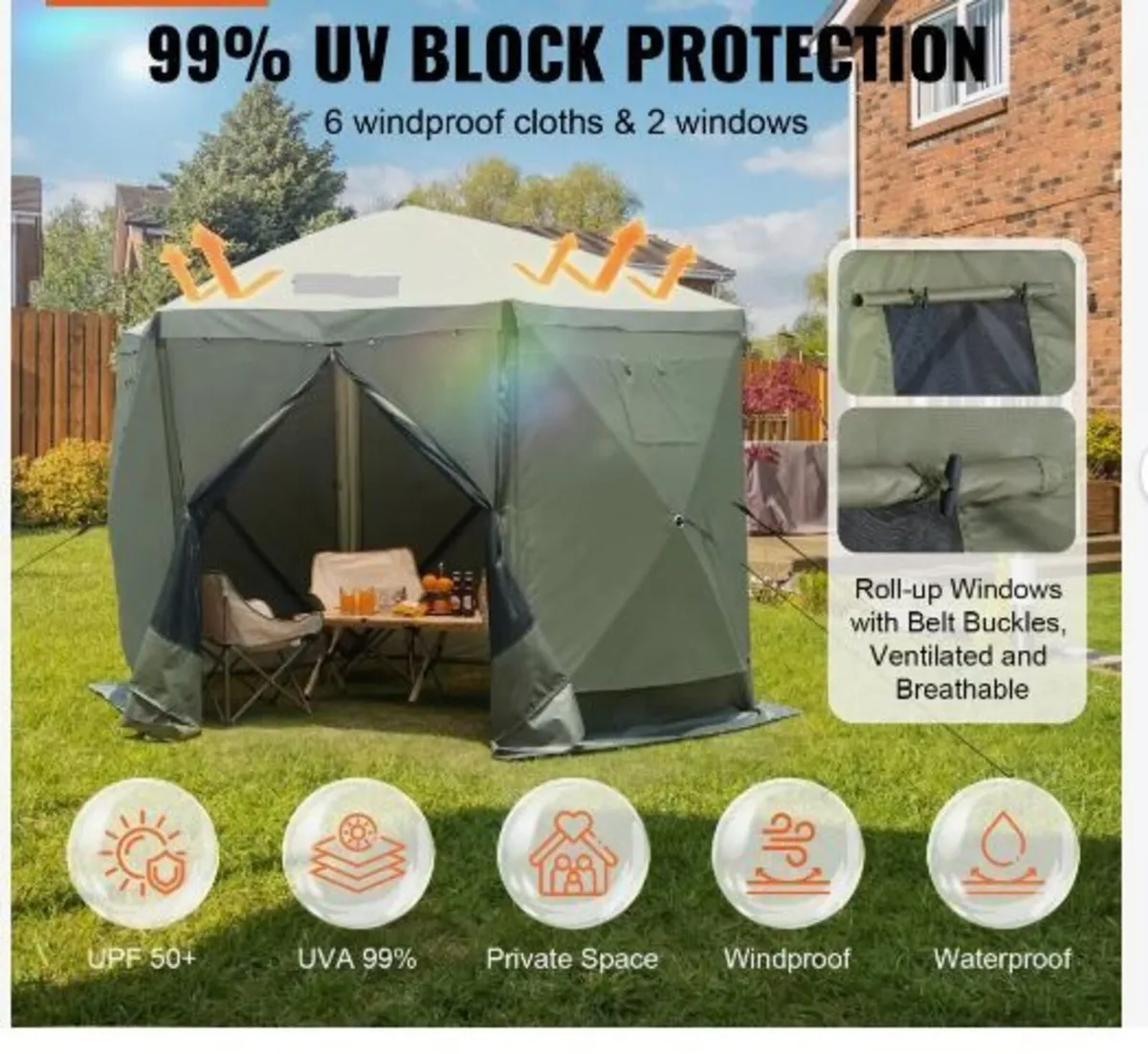 Pop Up Gazebo Tent, Pop-Up Screen Tent 6 Sided - Image 4