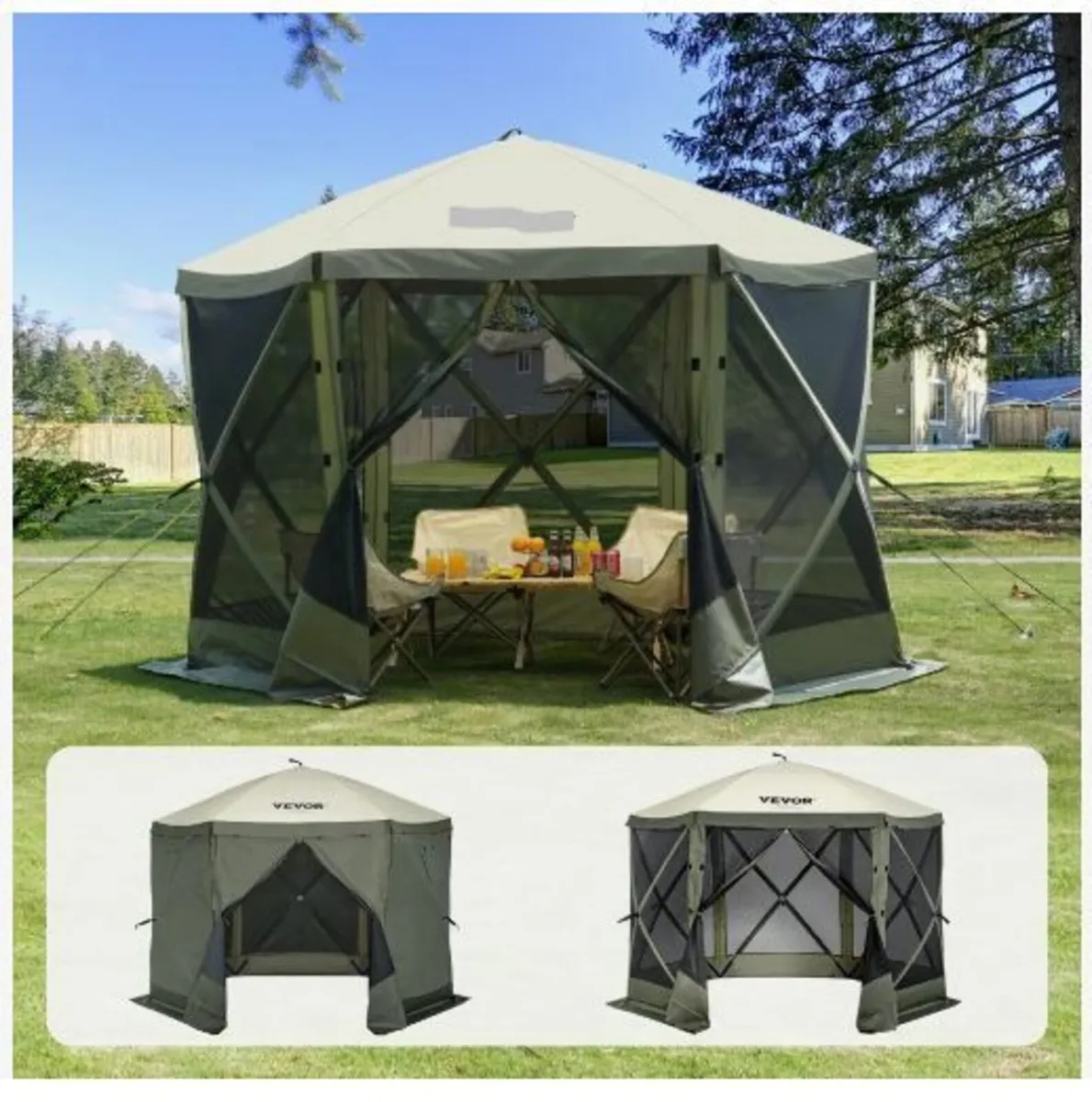 Pop Up Gazebo Tent, Pop-Up Screen Tent 6 Sided - Image 1