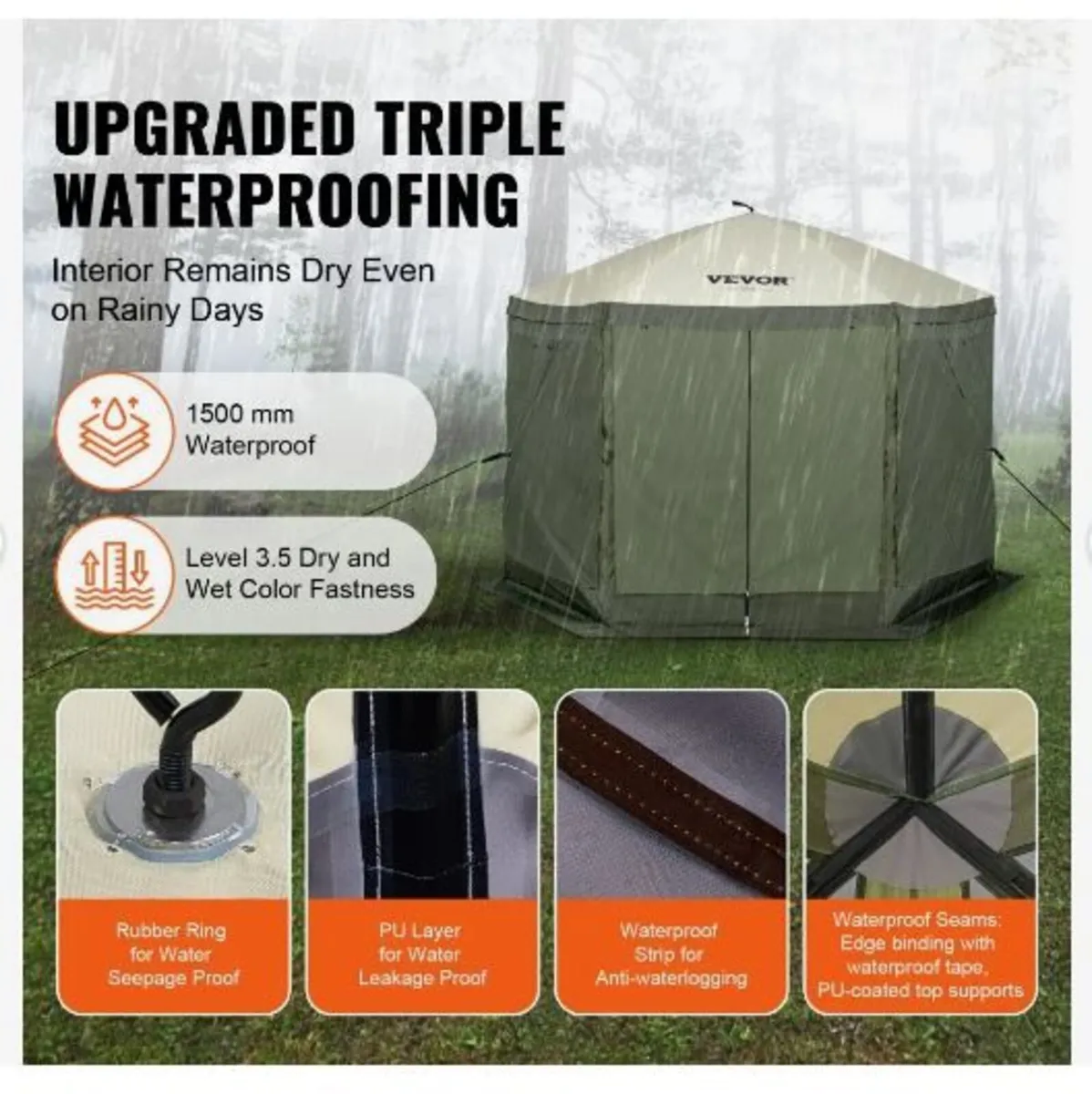 Pop Up Gazebo Tent, Pop-Up Screen Tent 6 Sided - Image 2