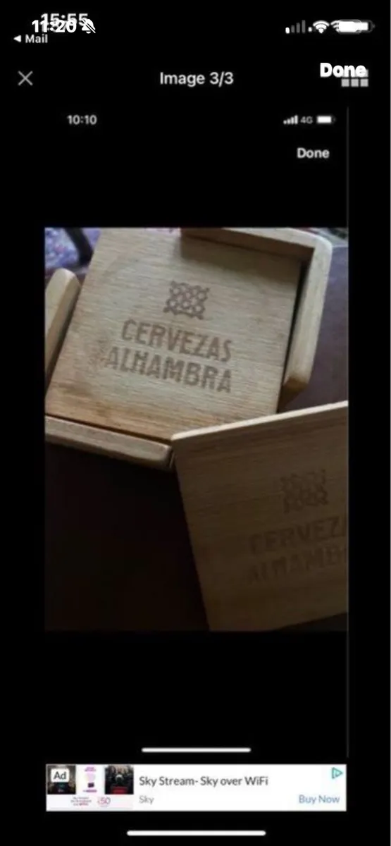 Cervezas Alhambra Timber Coaster Set - Image 3