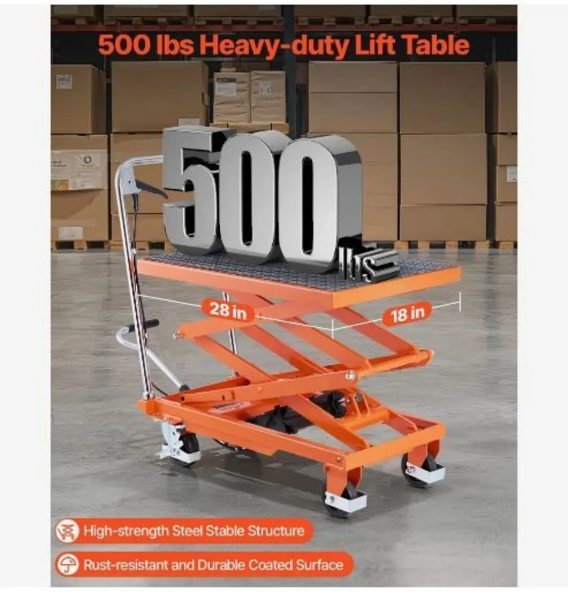 Hydraulic Lift Table, 500 lbs Capacity - Image 2