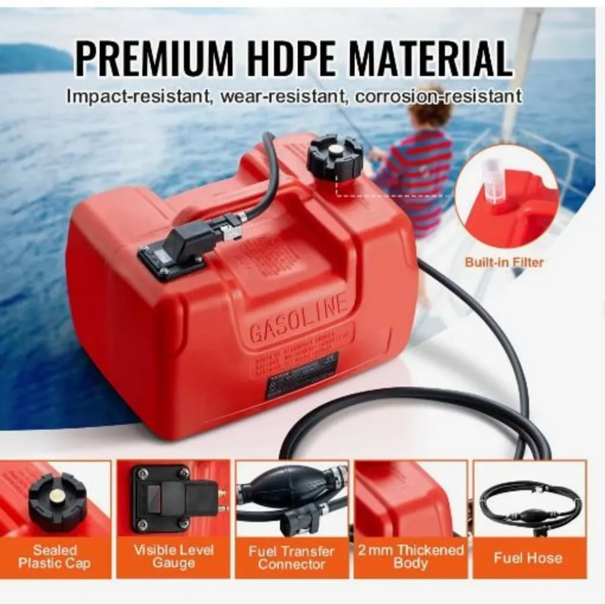 Boat Fuel Tank, 3.17-Gallon/12-L Marine Outboard - Image 4