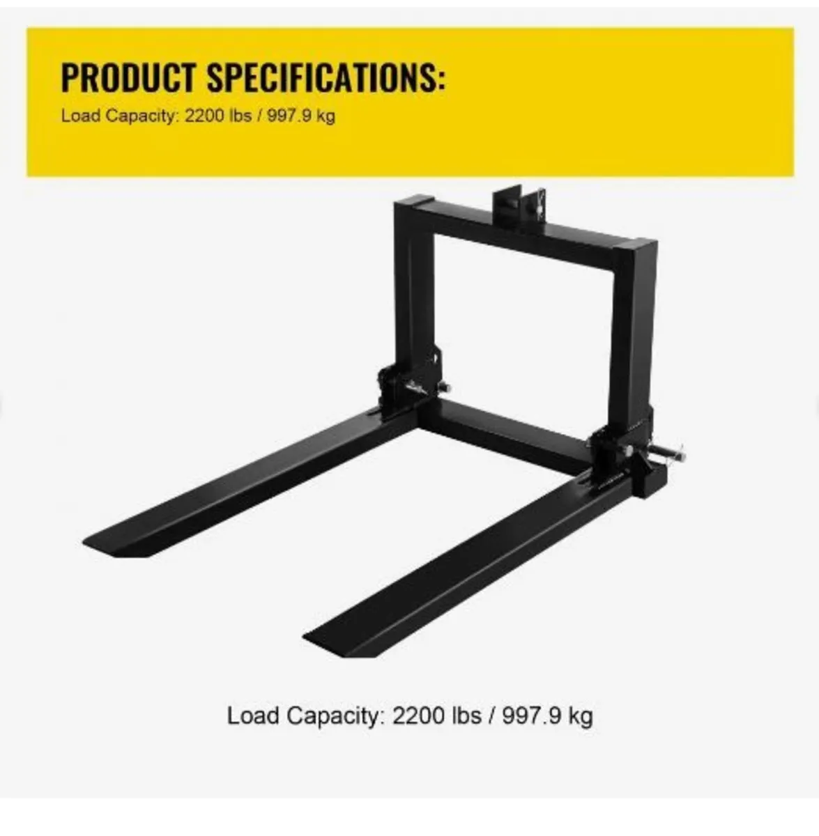 3 Point Hitch Pallet Fork 907.2 kg - Image 2