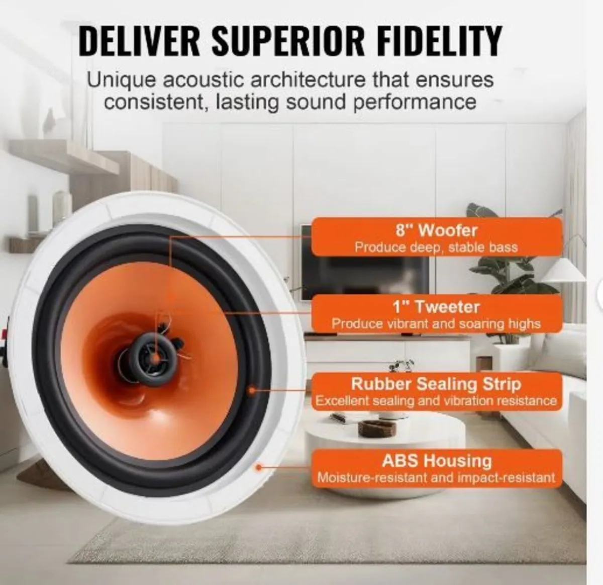 4PCs 8 in/20.3 cm Ceiling Speakers 100W - Image 4