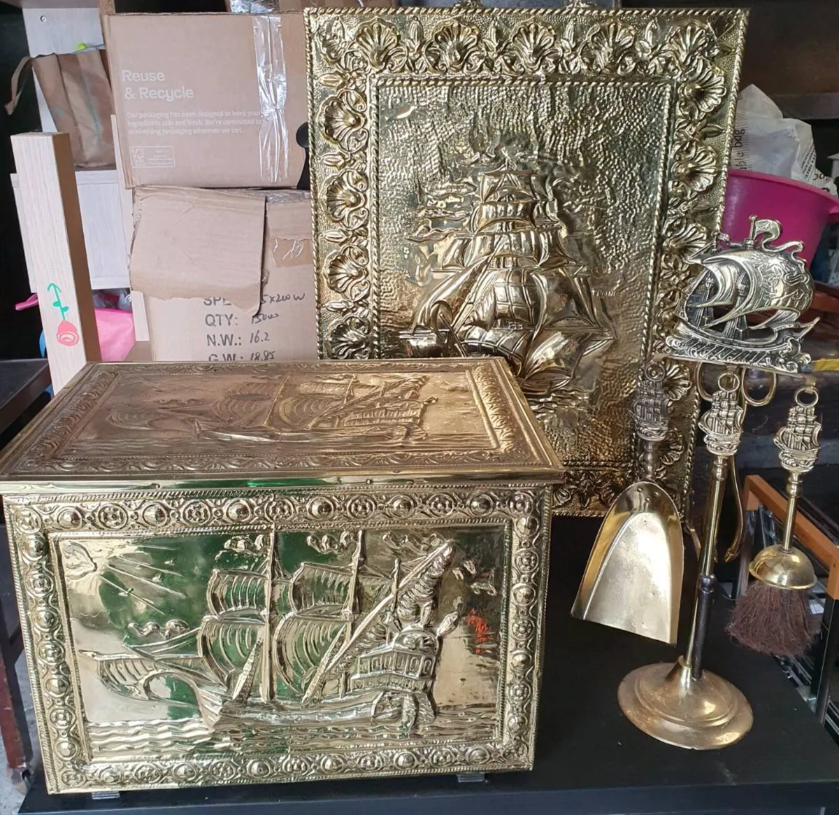 Polished Brass fireplace set - Image 4