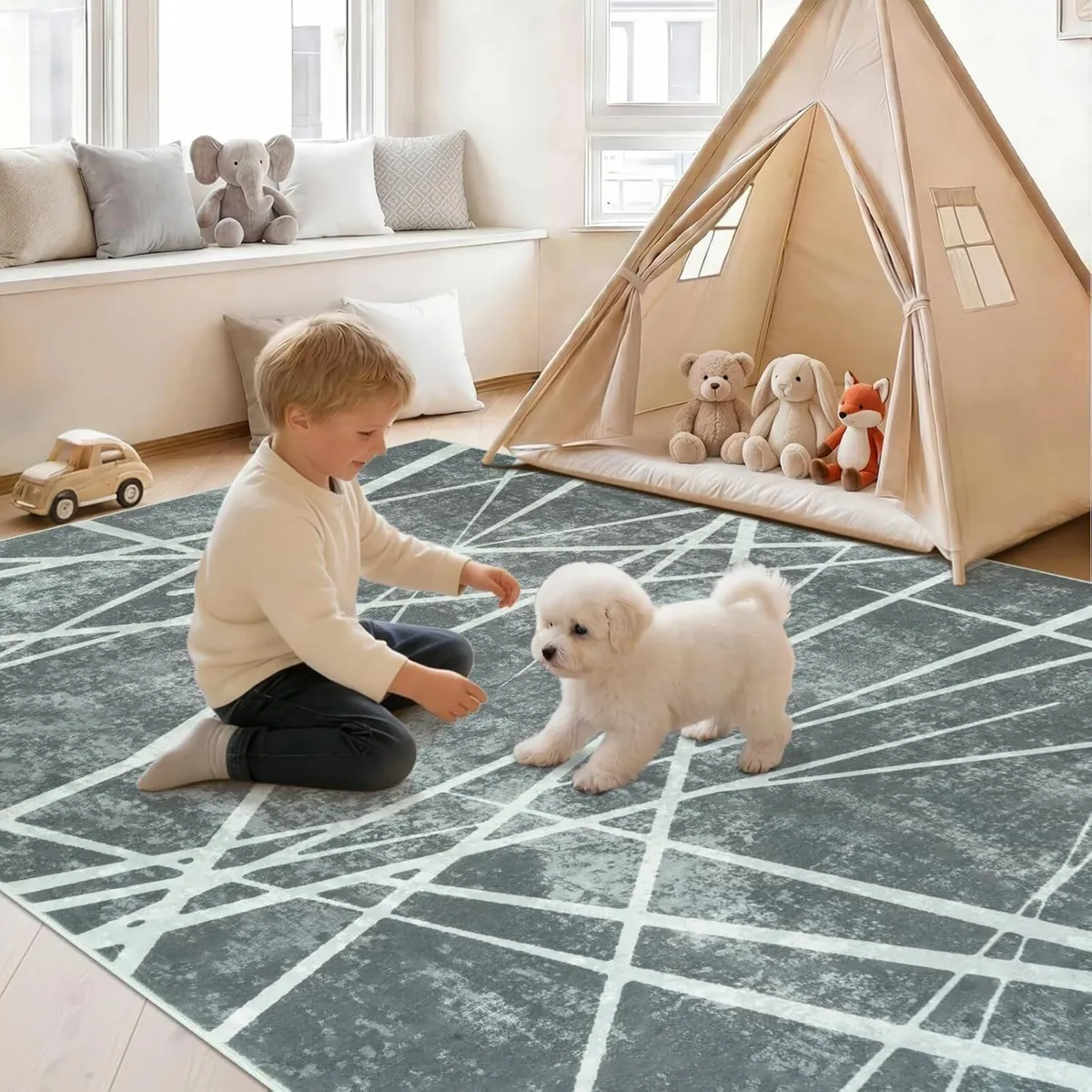 Rugs Living Room Grey Large For Bedroom 160x230cm - Image 4