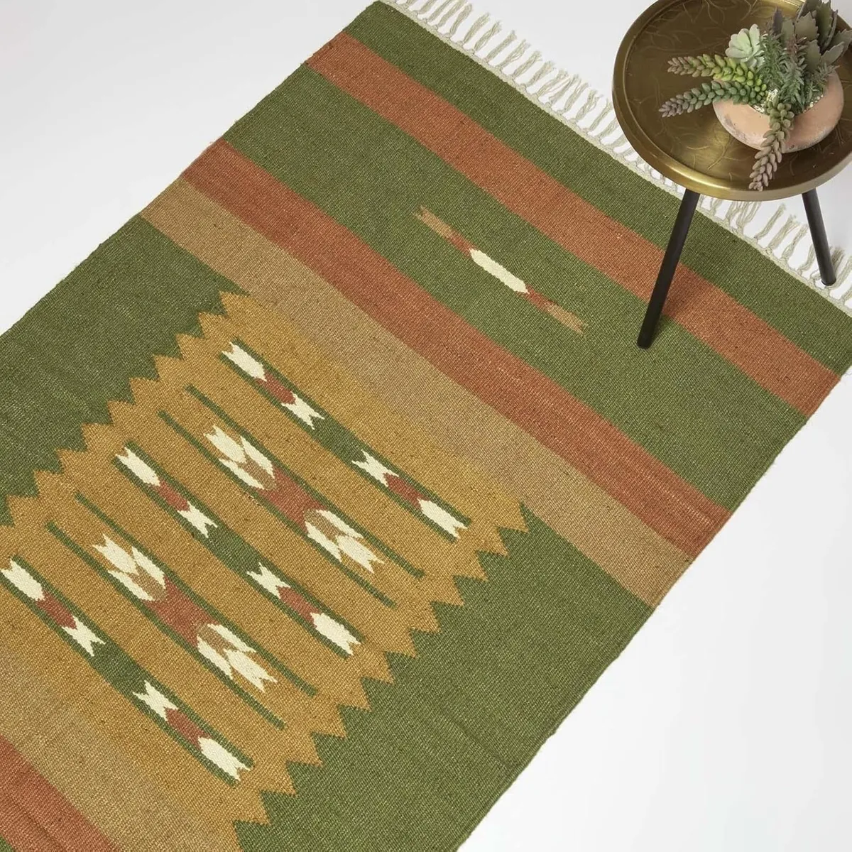 Orange Green Handwoven Kilim Rug 160 x 230 cm - Image 1